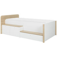 POSTEL S ÚLOŽNÝM PROSTOREM, 90/200 cm, bílá, barvy ořechu - bílá/barvy ořechu, Moderní, kompozitní dřevo (90/200cm) - MID.YOU