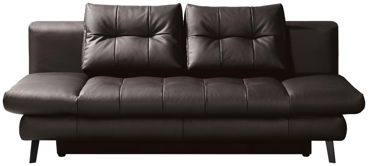 SCHLAFSOFA Braun Echtleder  - Schwarz/Braun, Design, Leder/Metall (209/94/94cm) - Novel