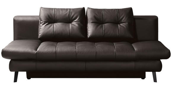SCHLAFSOFA Braun Echtleder - Schwarz/Braun, Design, Leder/Metall (209/94/94cm) - Novel