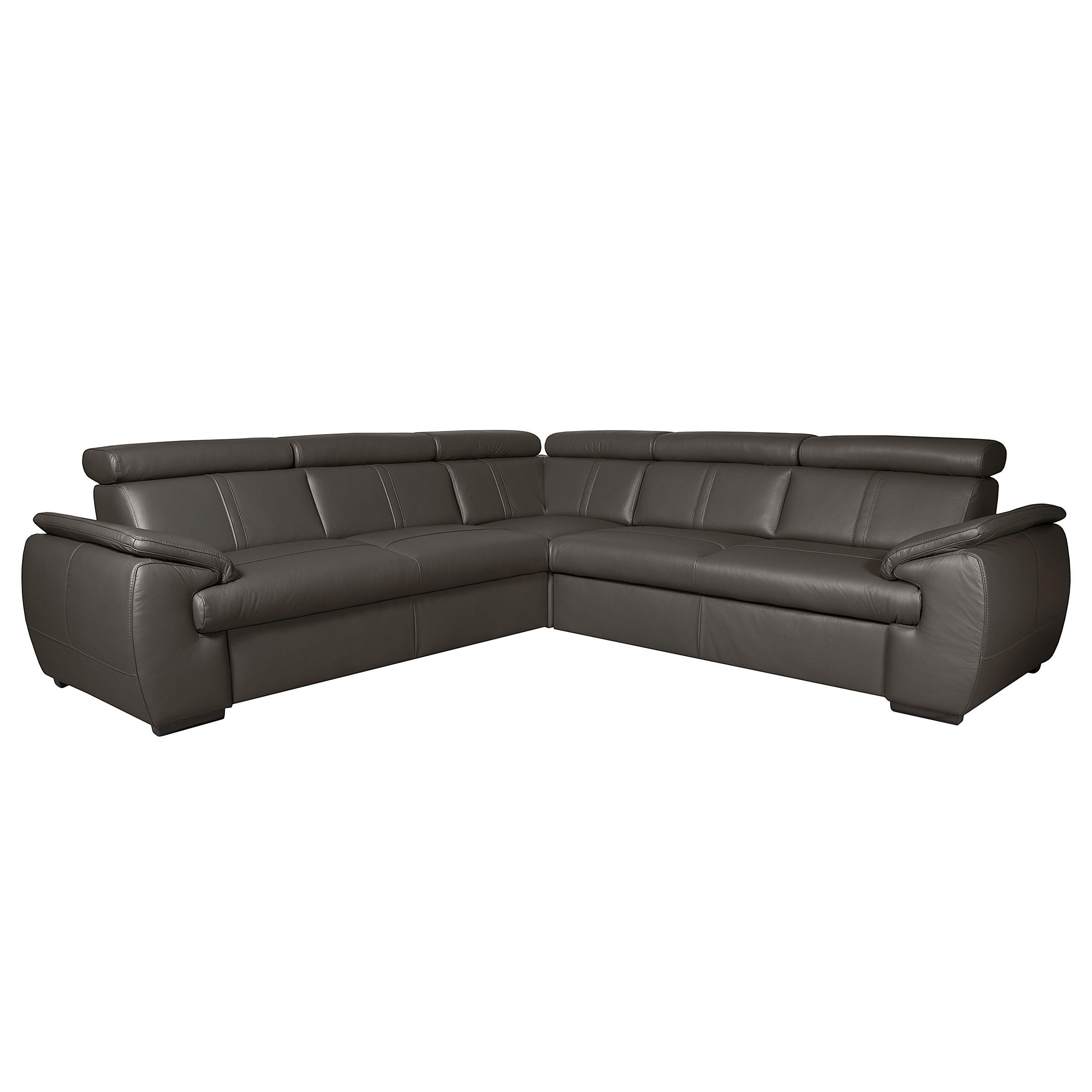 ECKSOFA  in Echtleder Dunkelbraun  - Wengefarben/Dunkelbraun, Design, Leder/Holz (265/265cm) - Livetastic