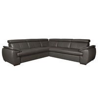 ECKSOFA  in Echtleder Dunkelbraun  - Wengefarben/Dunkelbraun, Design, Leder/Holz (265/265cm) - Livetastic