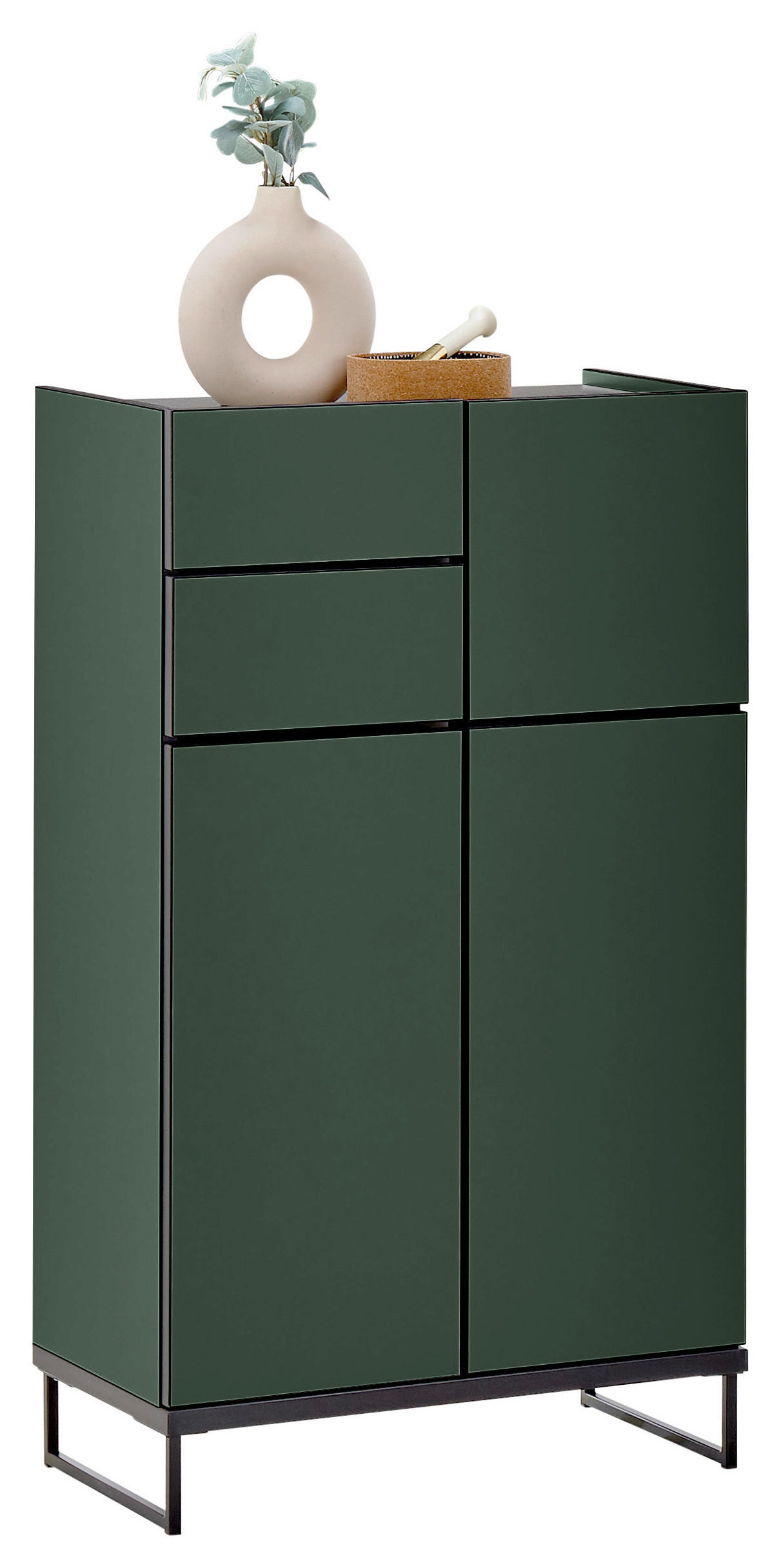 MIDISCHRANK 60/102/31 cm  - Schwarz/Grün, Basics, Holzwerkstoff/Metall (60/102/31cm) - MID.YOU