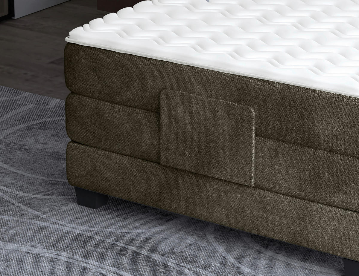 BOXSPRINGBETT 120/200 cm,  in Waldgrün, Matratze, Topper, motorische Verstellbarkeit, Fernbedienung, H3 = fest  - Waldgrün/Schwarz, KONVENTIONELL, Holz/Kunststoff (120/200cm) - Chameo