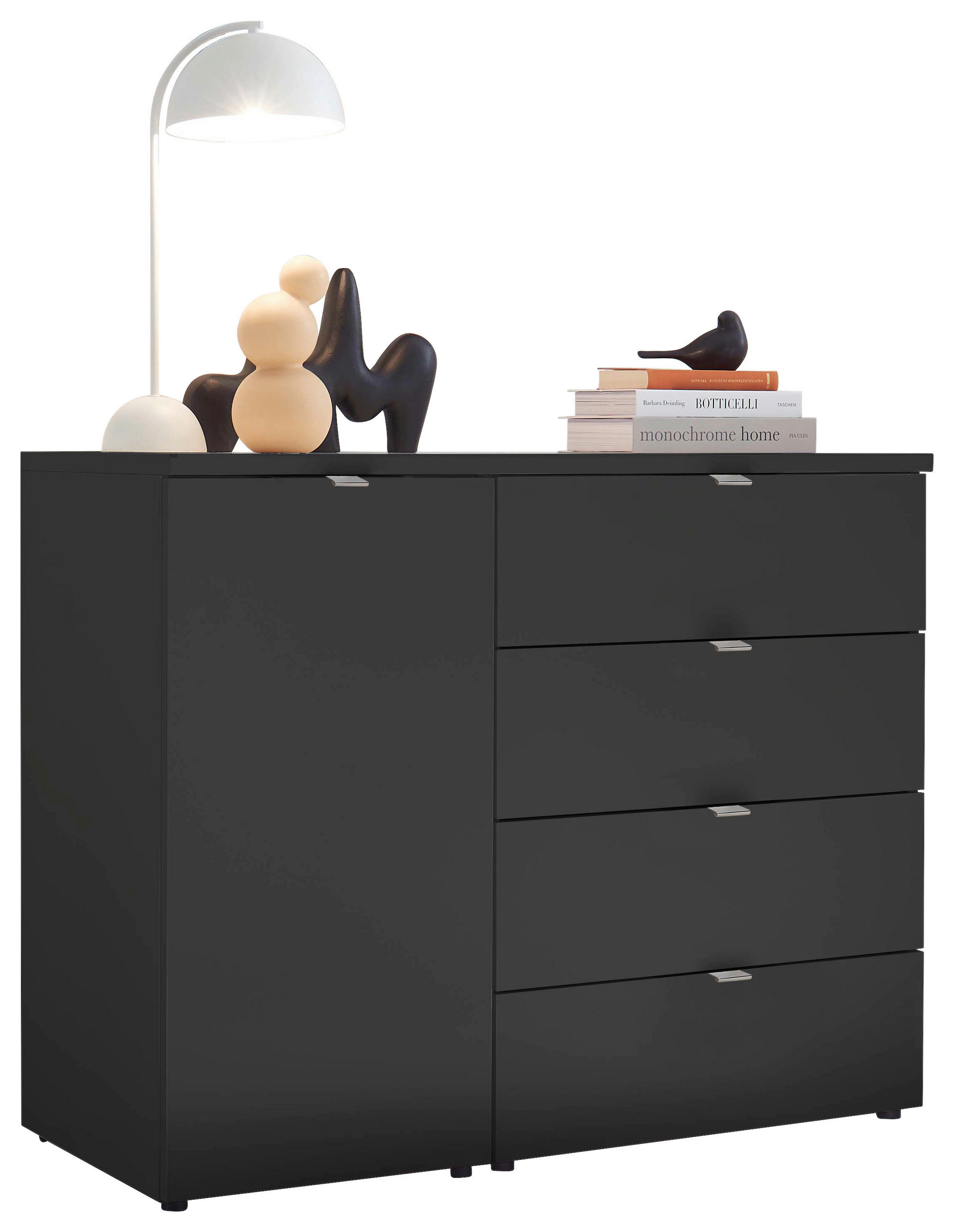 KOMÓD 100/78,4/43 cm  - krómszínű/grafitszürke, Basics, faalapú anyag/fém (100/78,4/43cm) - Dieter Knoll