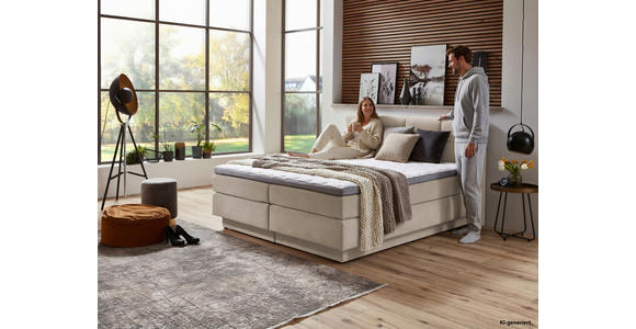 BOXSPRINGBETT 160/200 cm  in Naturfarben  - Schwarz/Naturfarben, KONVENTIONELL, Kunststoff/Textil (160/200cm) - Carryhome