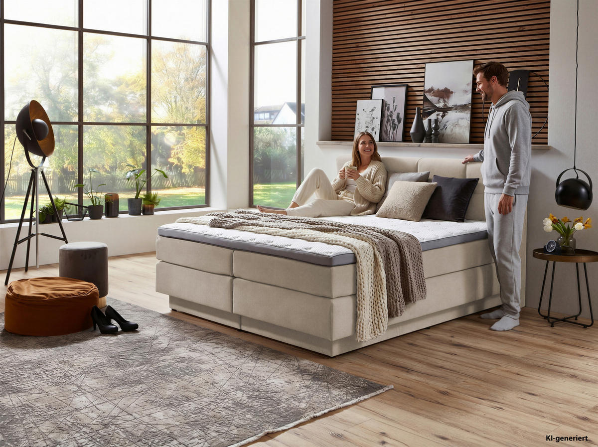 BOXSPRINGBETT 180/200 cm  Naturfarben  - Schwarz/Naturfarben, Konventionell, Kunststoff/Textil (180/200cm) - Carryhome