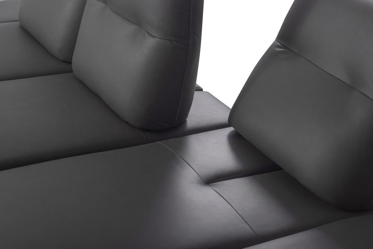 ECKSOFA  in Echtleder Dunkelgrau  291/180 cm  - Dunkelgrau/Schwarz, Design, Leder/Metall (291/180cm) - Celina Home