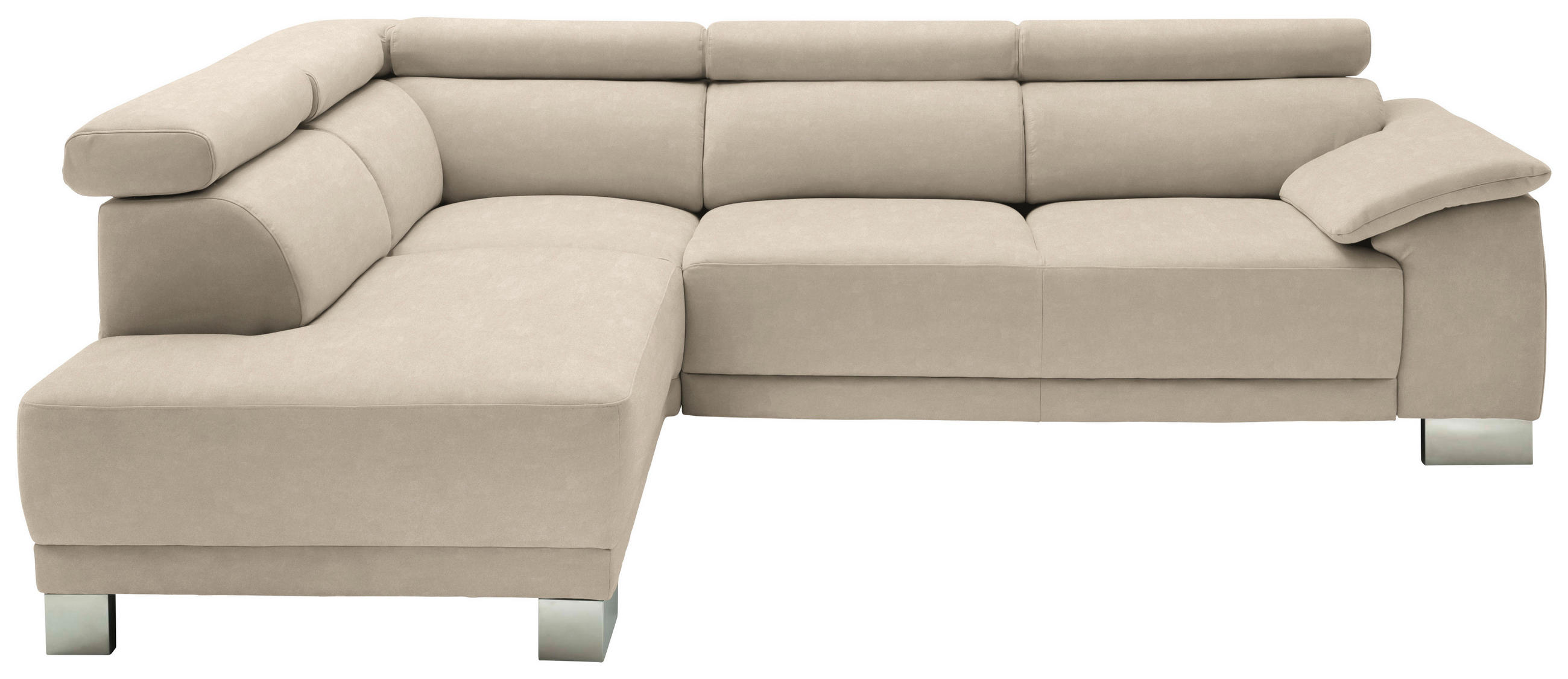 ECKSOFA in Mikrofaser Taupe  - Taupe/Chromfarben, Design, Holz/Textil (205/270cm) - Pure Home Lifestyle