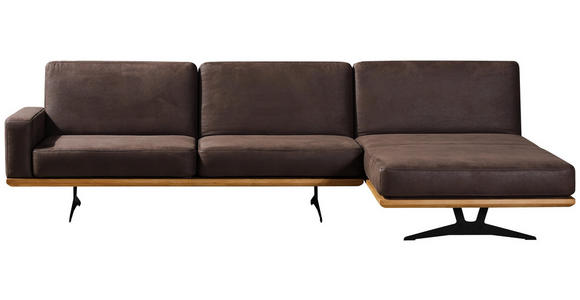 WOHNLANDSCHAFT in Textil Braun - Schwarz/Braun, Natur, Textil/Metall (326/170cm) - Valnatura