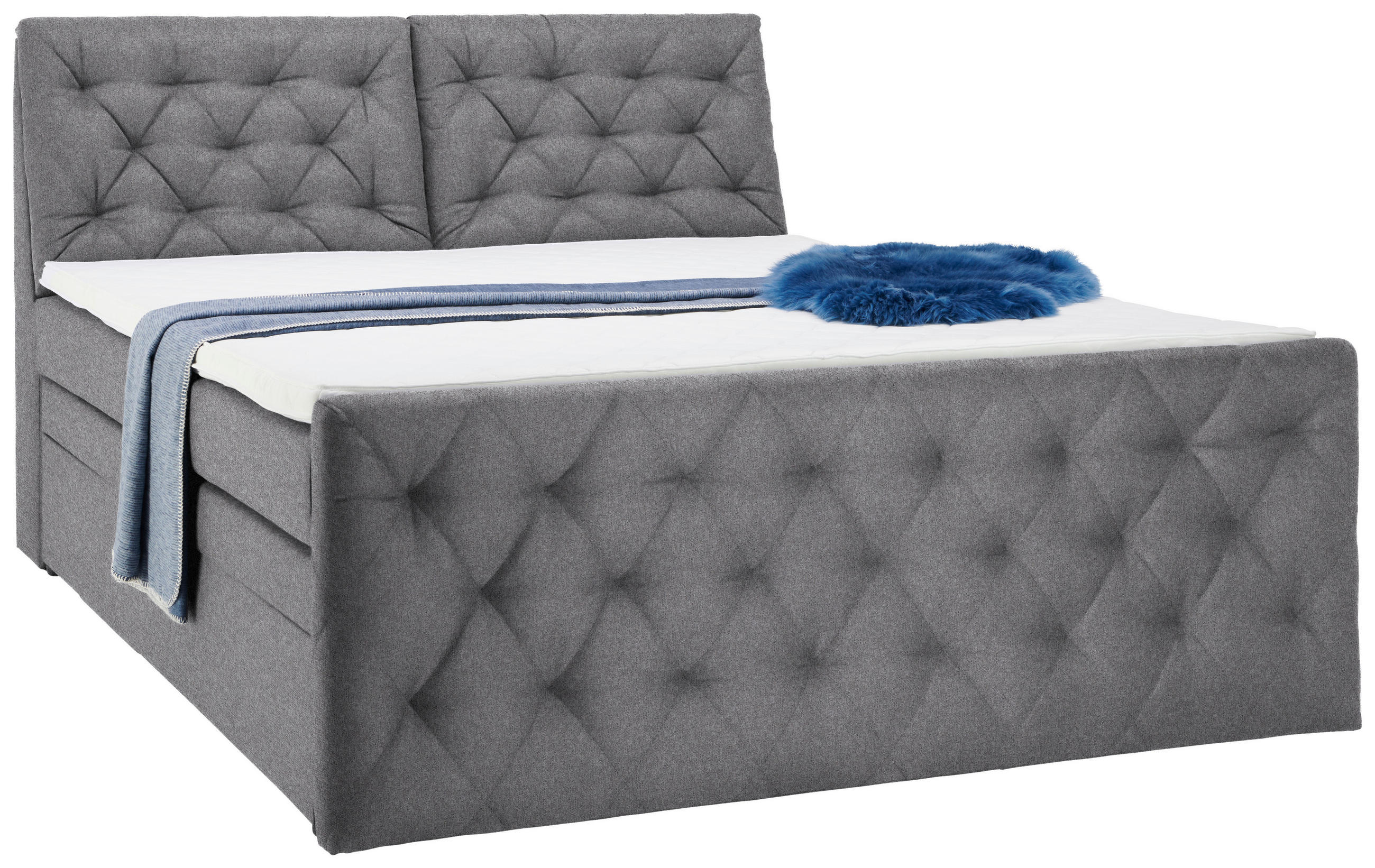 BOXSPRINGBETT 180/200 cm  in Grau  - Schwarz/Grau, Konventionell, Kunststoff/Textil (180/200cm) - Carryhome