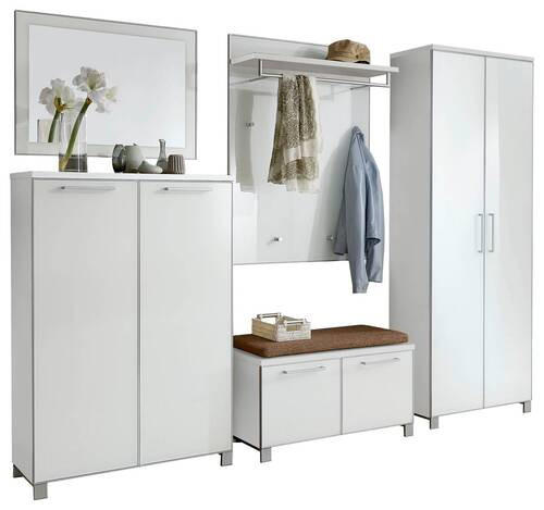 GARDEROBE 6-teilig  in 260/193/40 cm  - Hellbraun/Weiß, Design, Glas/Holzwerkstoff (260/193/40cm)