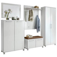 GARDEROBE 6-teilig  in 260/193/40 cm  - Hellbraun/Weiss, Design, Glas/Holzwerkstoff (260/193/40cm)