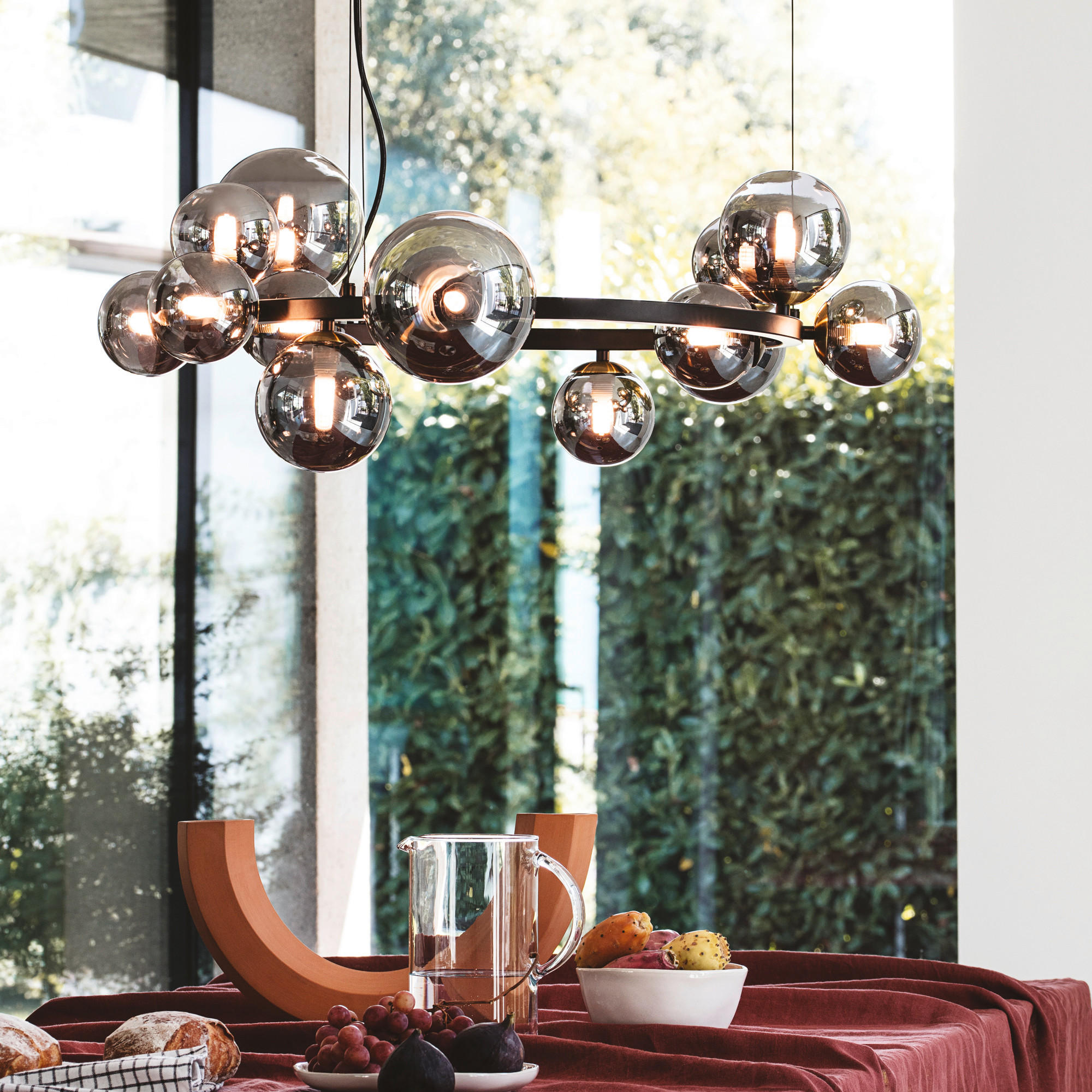 HÄNGELEUCHTE 85/55/230 cm  - Schwarz, Design, Glas/Metall (85/55/230cm) - Ideal Lux