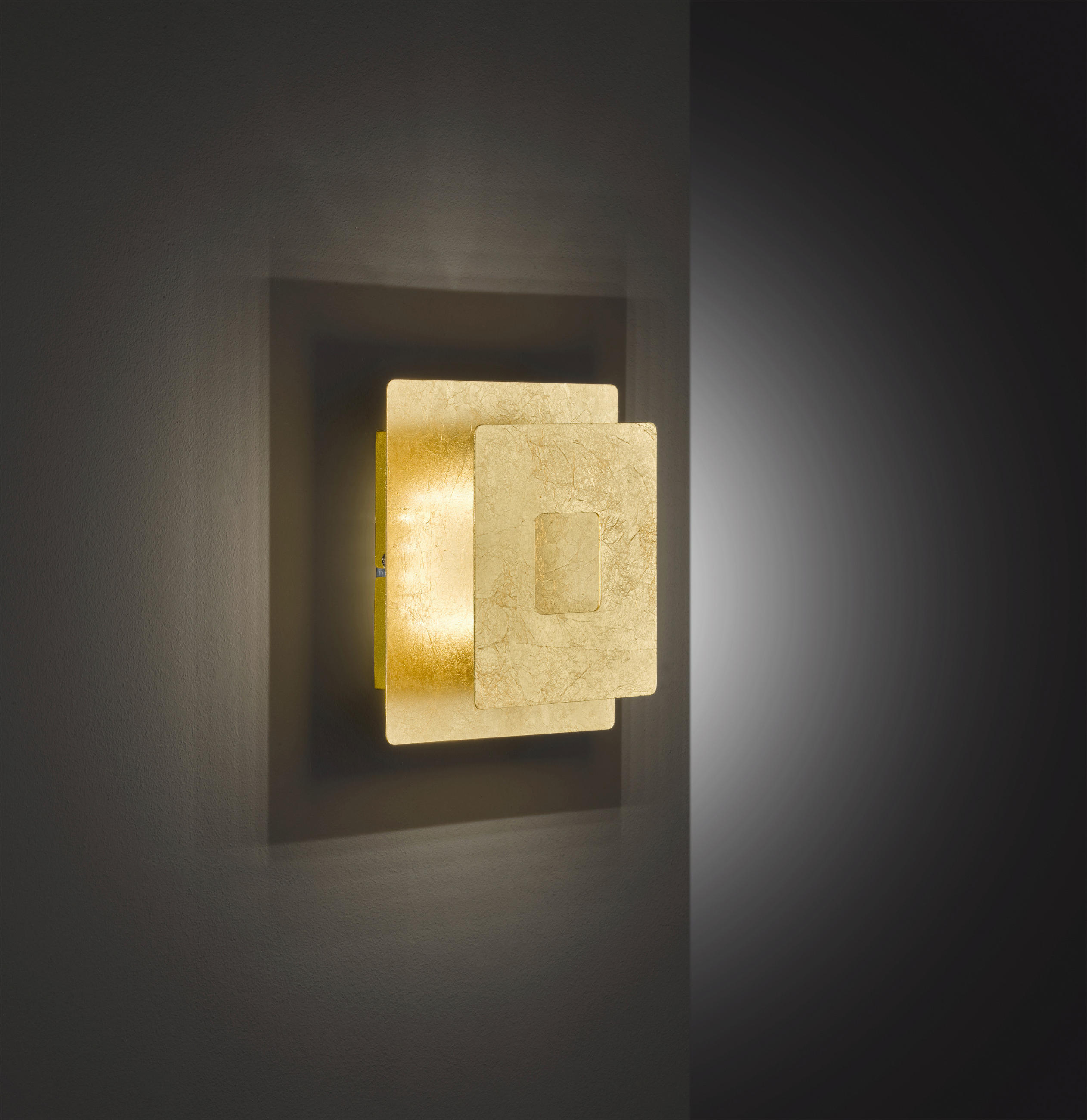 LED-WANDLEUCHTE 18/14/6,5 cm   - Goldfarben, Design, Kunststoff/Metall (18/14/6,5cm) - Globo