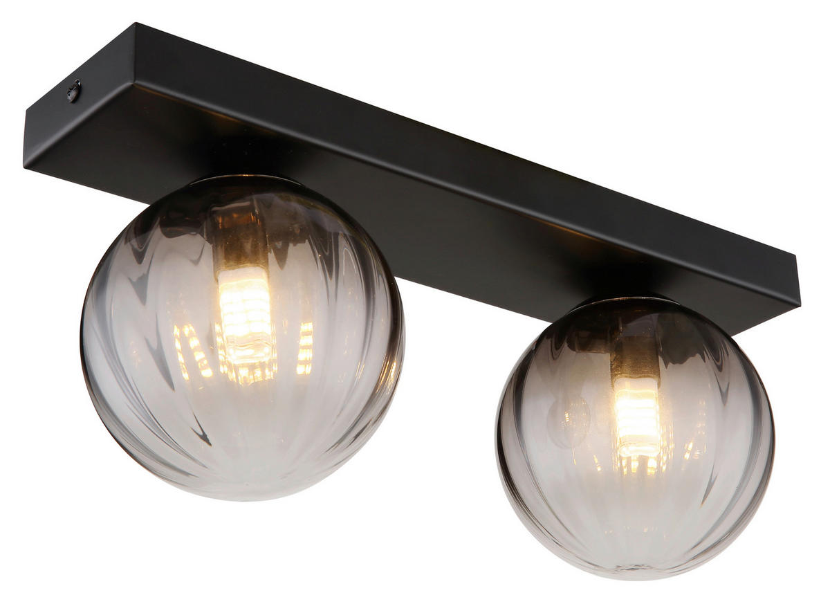 STENSKA SVETILKA   ///230 V/G9 - črna/prozorno, Design, kovina/steklo (35/12/15cm) - Globo