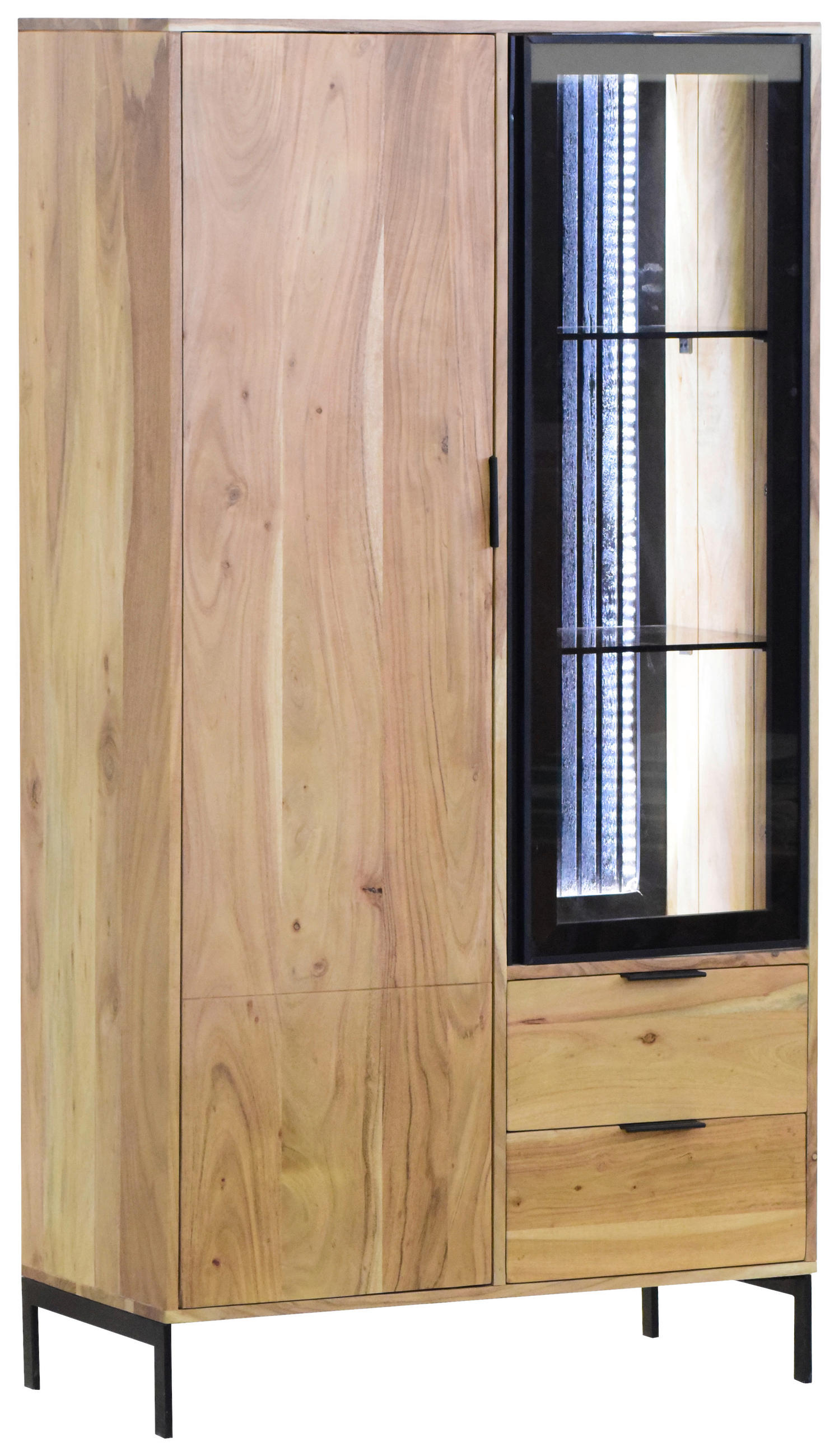 HIGHBOARD  in 85/160/40 cm  - Schwarz/Akaziefarben, LIFESTYLE, Glas/Holz (85/160/40cm) - Landscape