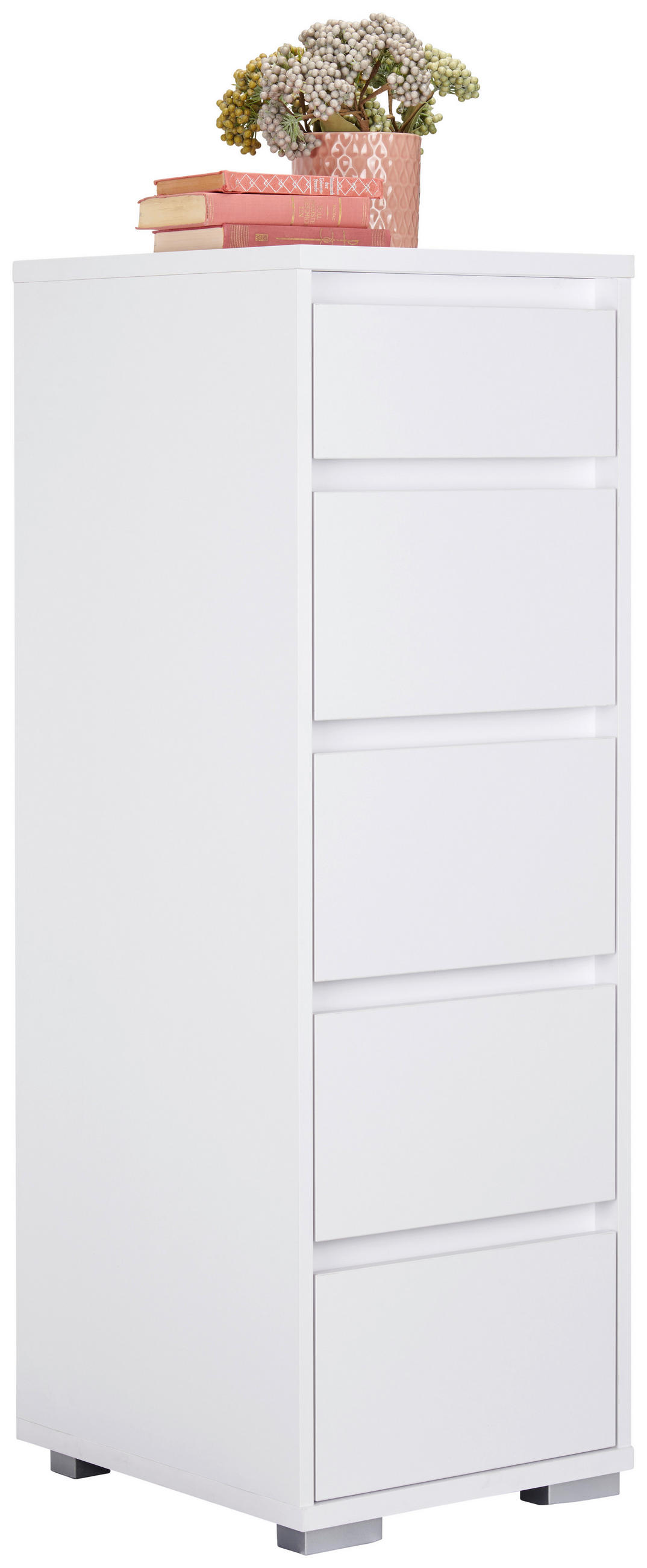 KOMÓD 40/120/48 cm  - alumínium színű/fehér, Design, műanyag/faalapú anyag (40/120/48cm) - Carryhome