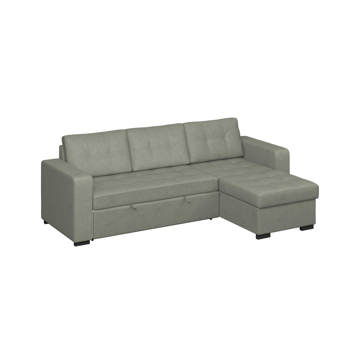 ECKSOFA TURIN Dunkelgrün Mikrofaser, Struktur Rückenkissen, Bettkasten  - Dunkelgrün/Schwarz, Trend, Textil/Metall (239/160cm) - MID.YOU