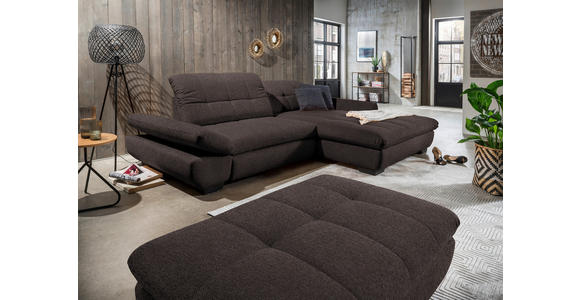 ECKSOFA in Mikrofaser Braun 290/198 cm - Schwarz/Braun, Design, Textil/Metall (290/198cm) - Xora