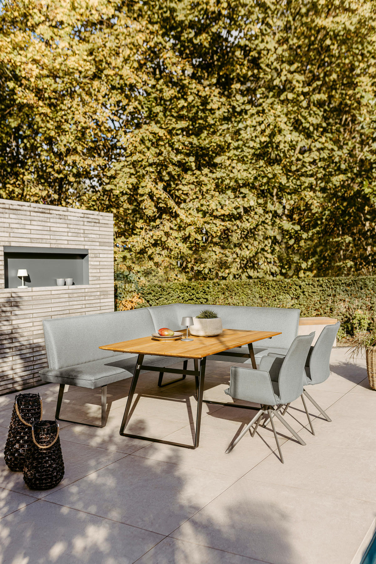 GARTENTISCH 180/95/76 cm Holz Teakfarben rechteckig  - Anthrazit/Teakfarben, Design, Holz/Metall (180/95/76cm)