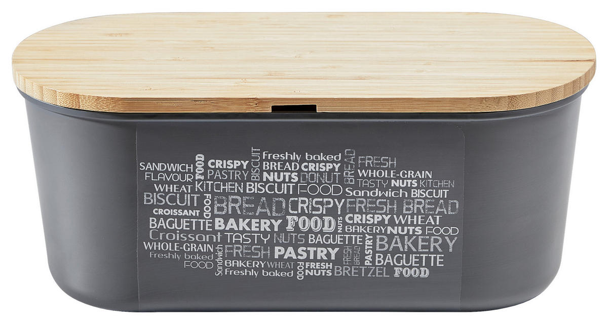 BROTBOX  - Grau, Basics, Holz/Kunststoff (34/14/18cm) - Homeware Profession.