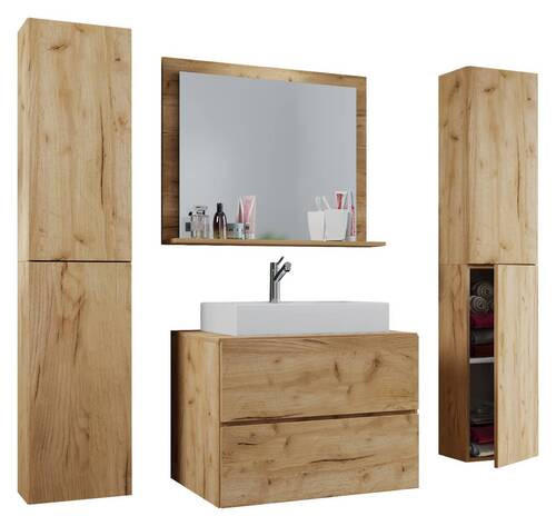 BADEZIMMER 5-teilig in 147 cm - Honigeiche/Weiss, Modern, Glas/Keramik (147cm) - MID.YOU