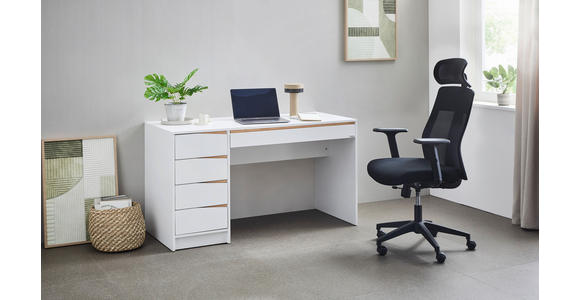 SCHREIBTISCH 140/60/76 cm  in Weiß, Eichefarben  - Eichefarben/Weiß, MODERN, Holzwerkstoff (140/60/76cm) - Venda