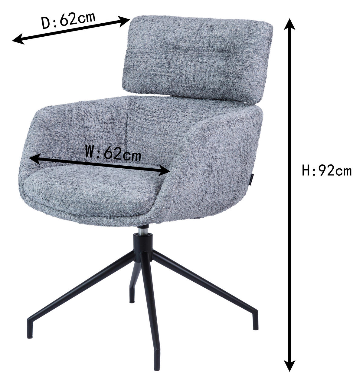 ARMLEHNSTUHL  Wippfunktion, Sitzfläche 360° drehbar Webstoff  Blau, Schwarz  - Blau/Schwarz, Design, Textil/Metall (62/92/66cm) - Dieter Knoll