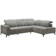 ECKSOFA Dunkelgrau Chenille  - Dunkelgrau/Schwarz, Design, Textil/Metall (293/214cm) - Xora