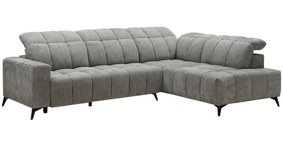 ECKSOFA Dunkelgrau Chenille  - Dunkelgrau/Schwarz, Design, Textil/Metall (293/214cm) - Xora