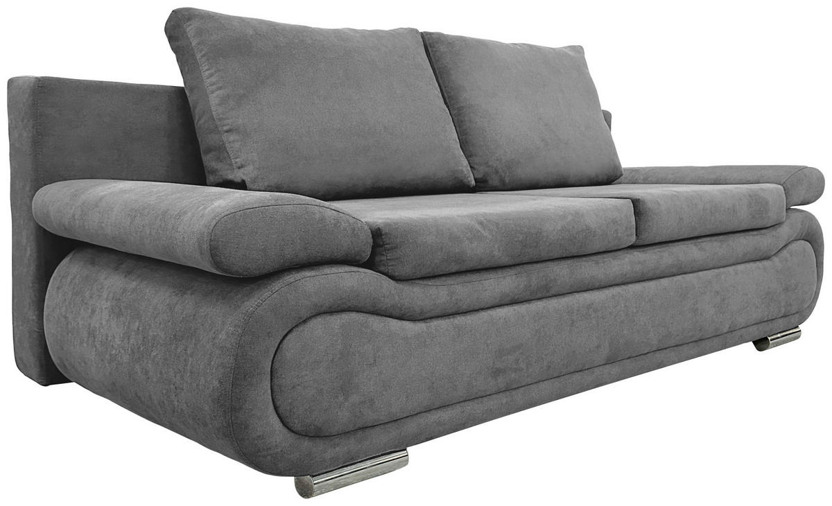 SCHLAFSOFA in Jacquard Dunkelgrau  - Chromfarben/Dunkelgrau, Design, Textil (200/78/90cm) - Venda