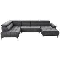 WOHNLANDSCHAFT in Velours Graphitfarben  - Schwarz/Graphitfarben, Design, Textil/Metall (191/340/172cm) - Stylife