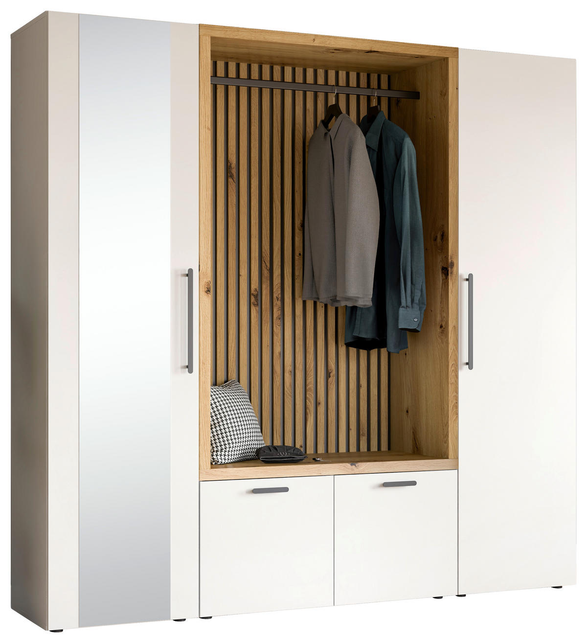 GARDEROBE  in 216/200/47 cm  - Weiß/Eiche Artisan, MODERN, Glas/Holzwerkstoff (216/200/47cm) - Voleo