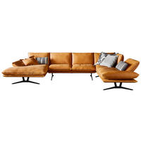 WOHNLANDSCHAFT in Echtleder Currygelb  - Currygelb/Schwarz, Natur, Leder/Metall (155/359/217cm) - Dieter Knoll