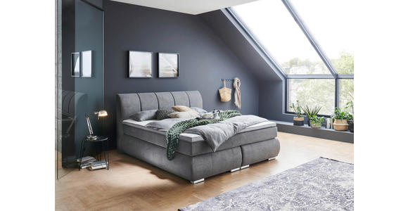 BOXSPRINGBETT 180/200 cm in Grau - Chromfarben/Grau, KONVENTIONELL, Kunststoff/Textil (180/200cm) - Carryhome