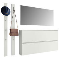 GARDEROBE 4-teilig 170/185/33 cm  - Weiss, Design, Glas/Holzwerkstoff (170/185/33cm) - Moderano