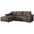 ECKSOFA Braun Cord Zierkissen, Rückenkissen, Bettkasten, Schlaffunktion, Rücken echt, Liegefläche im Originalstoff  - Schwarz/Braun, MODERN, Kunststoff/Textil (190/280cm) - Carryhome