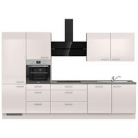 KÜCHENBLOCK 330 cm   in Schieferfarben, Hellgrau  - Schieferfarben/Edelstahlfarben, MODERN, Holzwerkstoff/Metall (330cm) - Nobilia