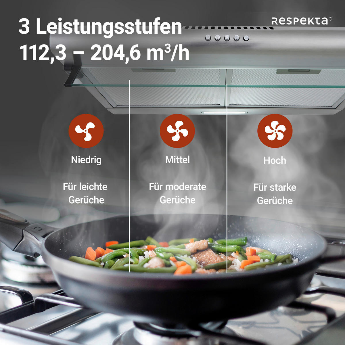 DUNSTABZUGSHAUBE CH1259IXCN  - Edelstahlfarben, Trend, Glas/Metall (60/13/50cm) - Respekta