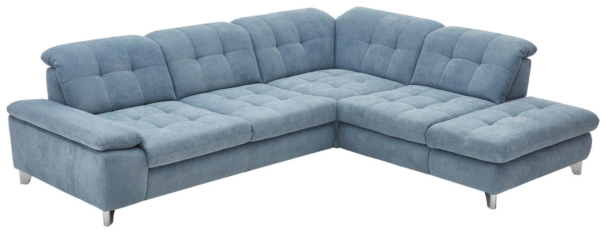 ECKSOFA in Chenille Hellblau  - Chromfarben/Hellblau, Design, Textil/Metall (310/260cm) - Beldomo Speed