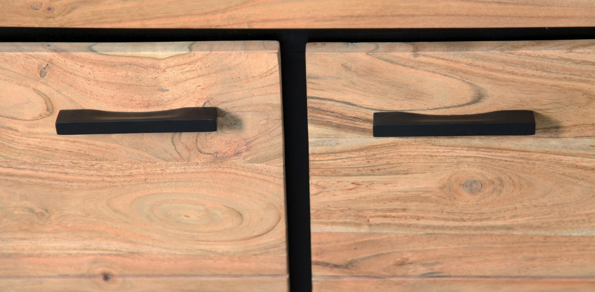 SIDEBOARD  in 175/78/40 cm  - Schwarz/Akaziefarben, LIFESTYLE, Glas/Holz (175/78/40cm) - Landscape