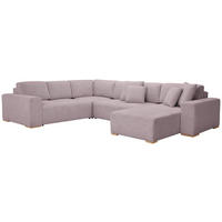 WOHNLANDSCHAFT Altrosa Flachgewebe  - Buchefarben/Schwarz, KONVENTIONELL, Holz/Kunststoff (283/371/208cm) - Livetastic