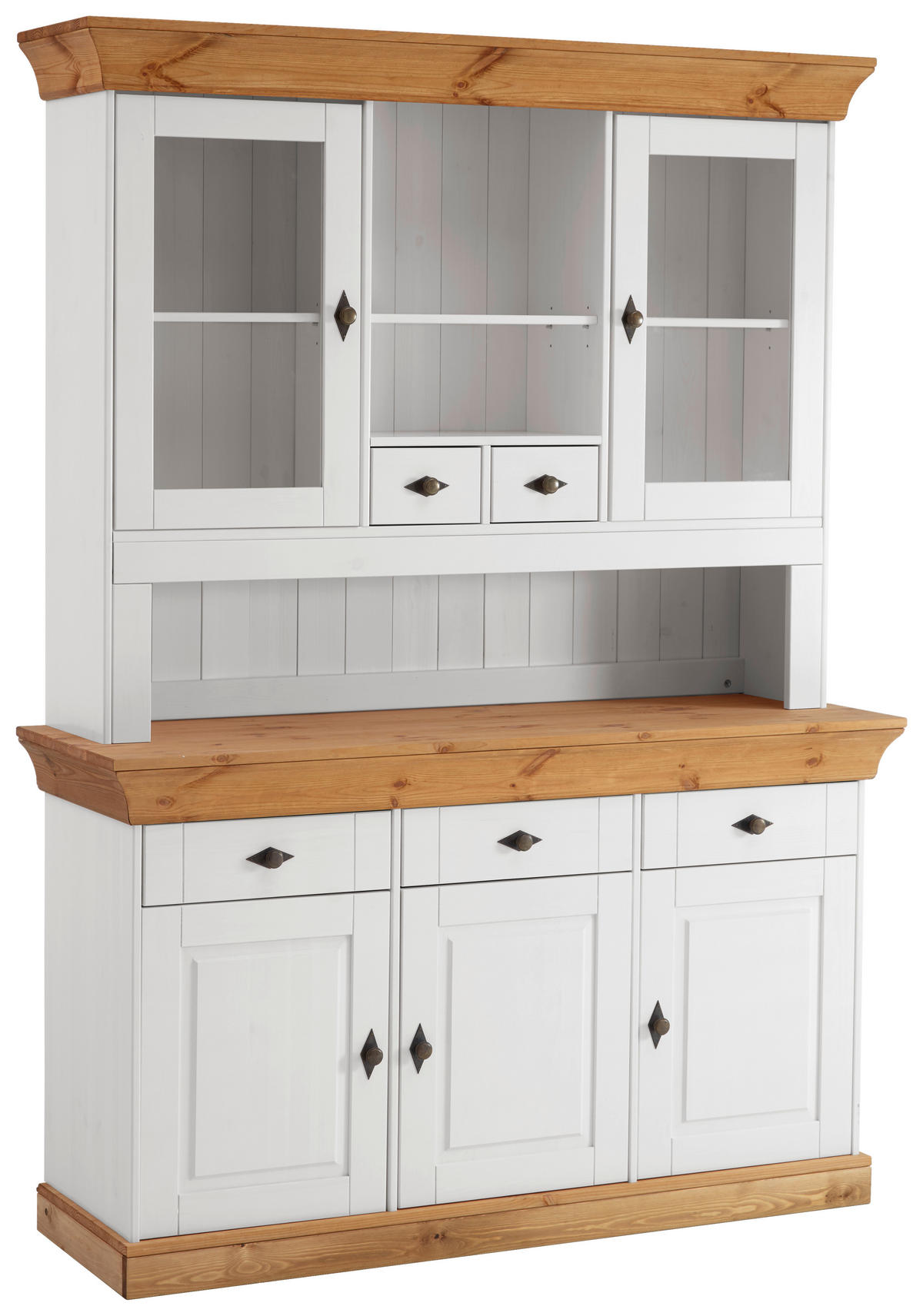 BUFFET 143/197/45 cm  in Weiß, Laugenfarbig  - Laugenfarbig/Weiß, ROMANTIK / LANDHAUS, Glas/Holz (143/197/45cm) - Boxxx