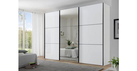 SCHWEBETÜRENSCHRANK 249/222/68 cm 3-türig  - Schwarz/Weiß, KONVENTIONELL, Glas/Holzwerkstoff (249/222/68cm) - Moderano