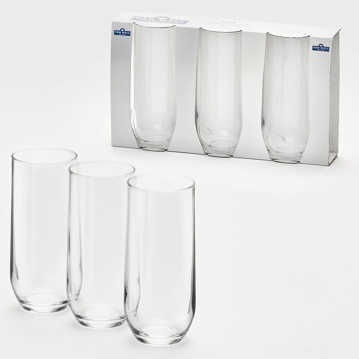 Set čaša Ida 3/1  3 dela   - prozirna, Osnovno, staklo (310ml) - Van Well