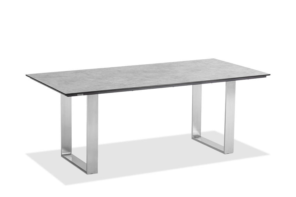 GARTENTISCH Kunststoff Edelstahlfarben, Grau rechteckig  - Edelstahlfarben/Grau, Design, Kunststoff/Metall (200/95/76cm)