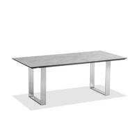 GARTENTISCH Kunststoff Edelstahlfarben, Grau rechteckig  - Edelstahlfarben/Grau, Design, Kunststoff/Metall (200/95/76cm)