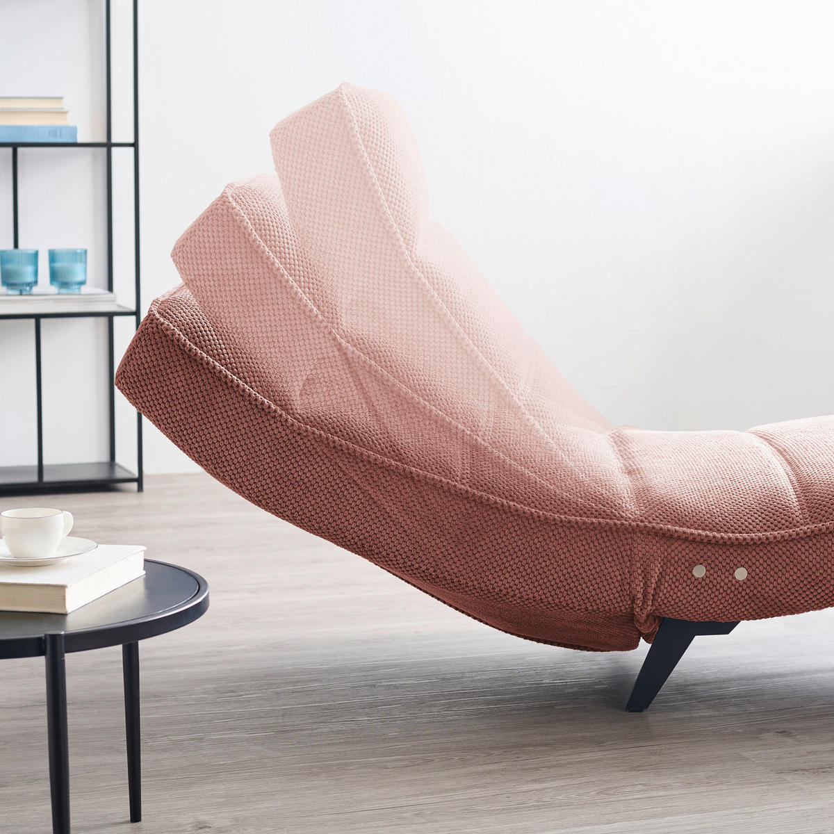 RELAXLIEGE in Webstoff Altrosa  - Schwarz/Altrosa, Design, Textil/Metall (75/158-178/58-86cm) - Welnova