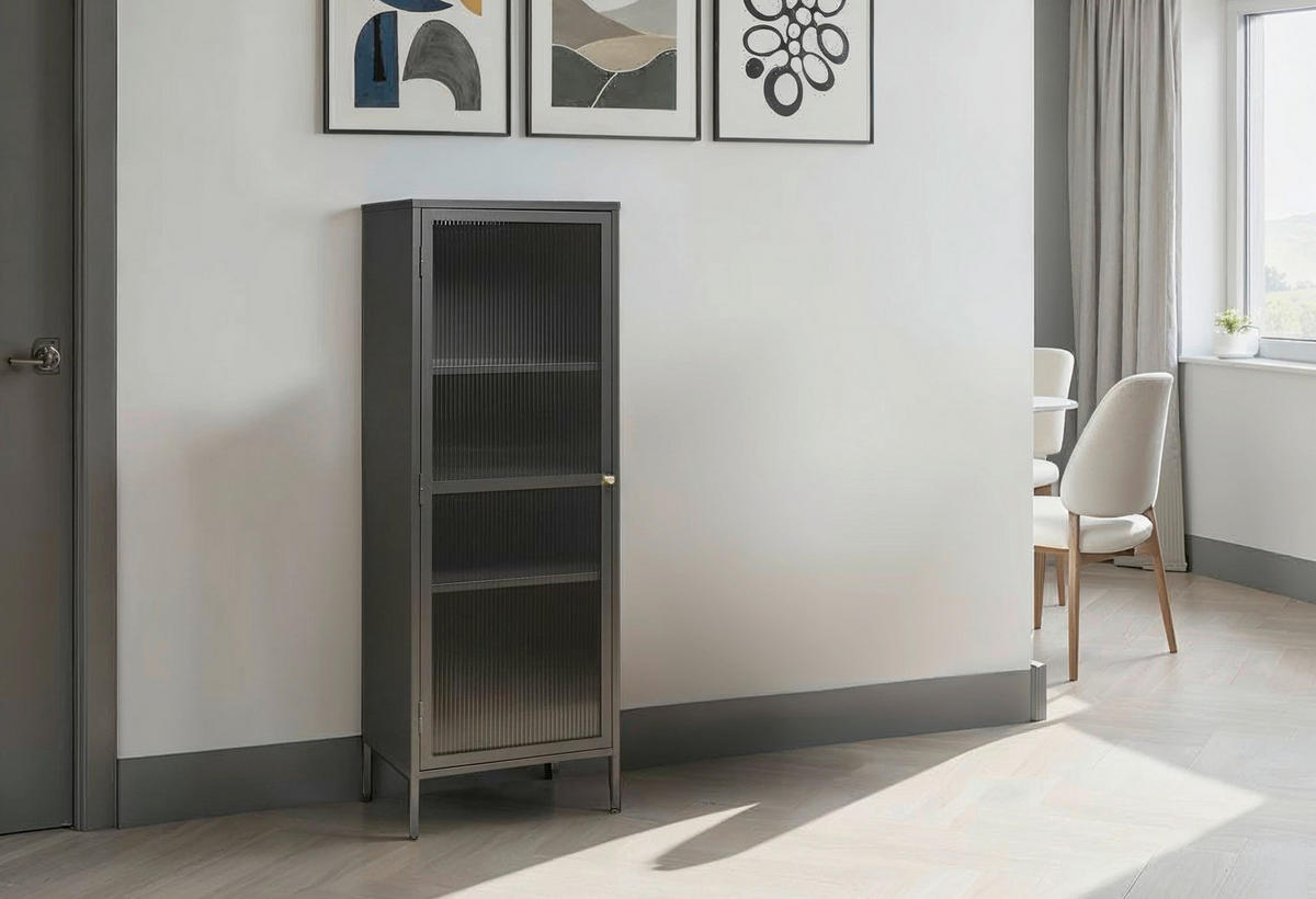 VITRINE Schwarz, Goldfarben  58/160/40 cm  - Goldfarben/Schwarz, MODERN, Glas/Metall (58/160/40cm) - Lomoco