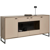 SIDEBOARD  in 184/85/44 cm  - Eichefarben/Anthrazit, MODERN, Glas/Holzwerkstoff (184/85/44cm) - Hom`in